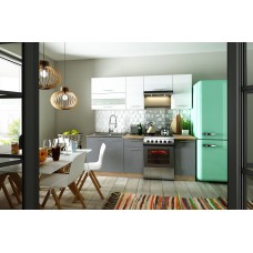 Virtuves komplekts TIFFANY 220, pelēks glancēts/balts glancēts
